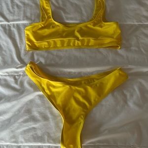 Yellow Thin/Slightly See Through Bathing Suit Set